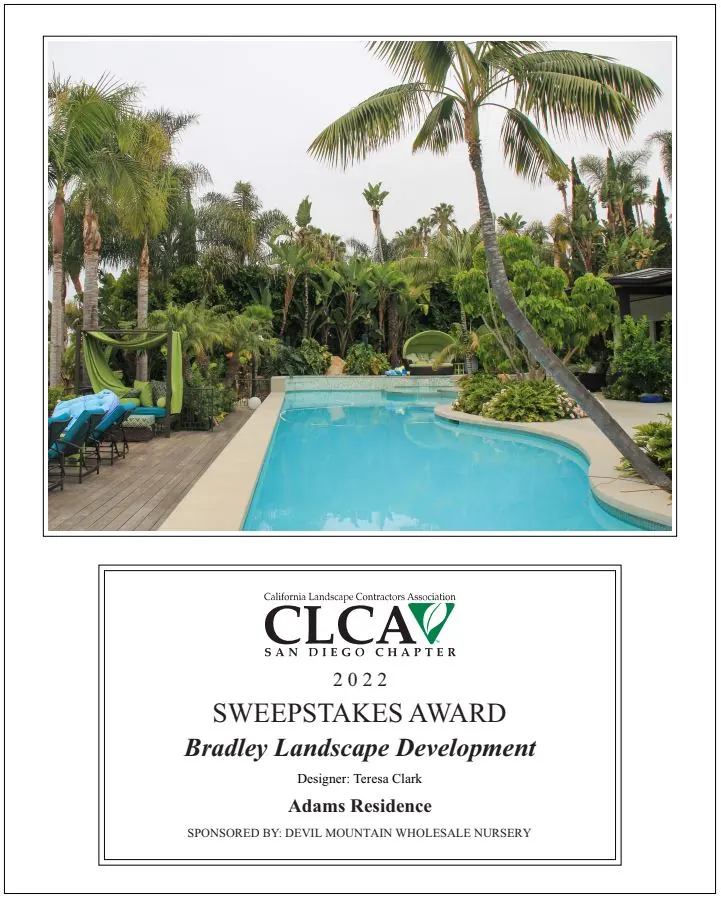 2022 CLCA San Diego Chapter award certificate — Adams, Sweepstakes Award