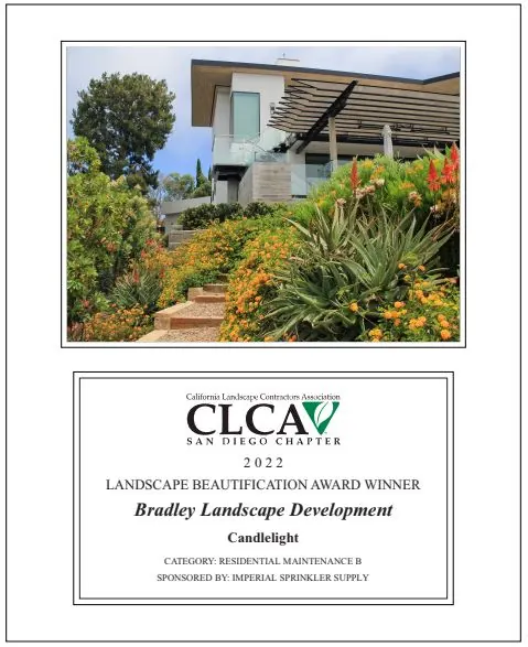 2022 CLCA San Diego Chapter award certificate — Candlelight, Residential Maintenance