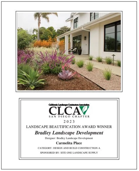 2023 CLCA San Diego Chapter award certificate — Carmelita Place, Design and Build Construction