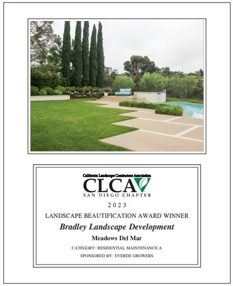 2023 CLCA San Diego Chapter award certificate — Meadows Del Mar, Residential Maintenance