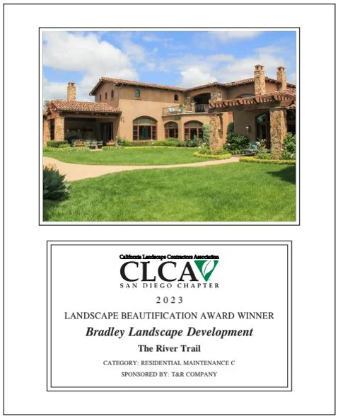2023 CLCA San Diego Chapter award certificate — The River Trail, Residential Maintenance